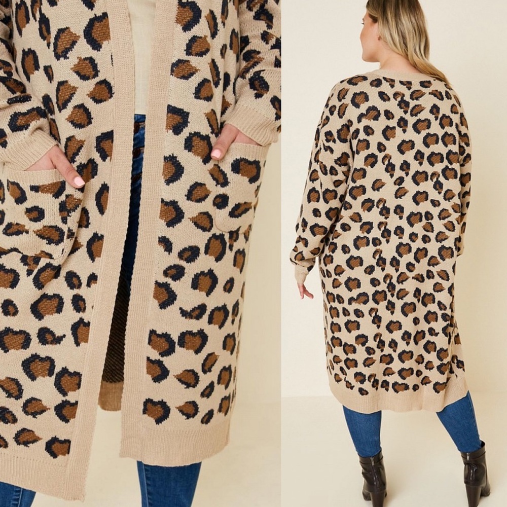 Feline Myself Plus Size Leopard Print Cardigan - Picture 2 of 2